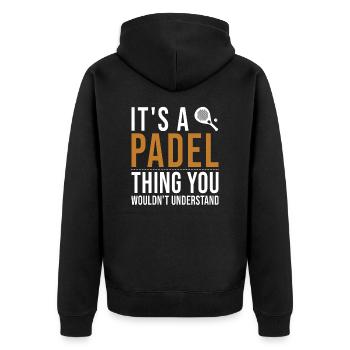 It's a Padel Thing Platform Tennis Paddleball - Unisex Premium Organic Zip Hoodie - black - Back - Nico (187cm)