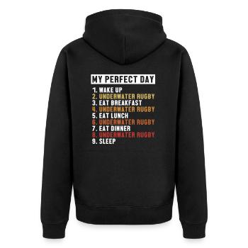 Underwater Rugby Perfect Day Wassersport - Unisex Premium Bio Zip Hoodie - Schwarz - Hinten - Nico (187cm)