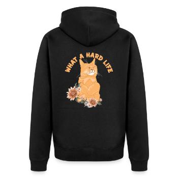 What A Hard Life Kätzchen Hauskatze Miezekatze - Unisex Premium Bio Zip Hoodie - Schwarz - Hinten - Nico (187cm)