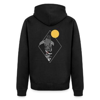 Penguin Sun Kaiserpinguin Seevogel Königspinguin - Unisex Premium Bio Zip Hoodie - Schwarz - Hinten - Nico (187cm)