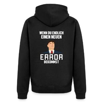 Neuen Error Bekommen Developer Coder Programmierer - Unisex Premium Bio Zip Hoodie - Schwarz - Hinten - Nico (187cm)