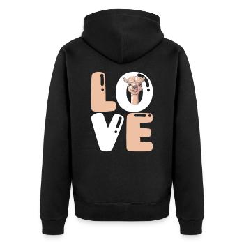 Love Llama Vicuna Guanaco Breeder Alpaca - Unisex Premium Organic Zip Hoodie - black - Back - Nico (187cm)