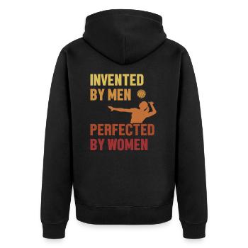 Invented by Men Perfected by Women Team Player - Unisex Premium Organic Zip Hoodie - black - Back - Nico (187cm)
