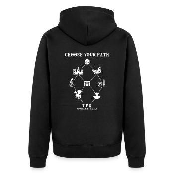 Choose Your Path TPK Rollenspiel Tabletop Pen and - Unisex Premium Bio Zip Hoodie - Schwarz - Hinten - Nico (187cm)