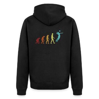 Volleyball Evolution Volleyballspieler Volleyball - Unisex Premium Bio Zip Hoodie - Schwarz - Hinten - Nico (187cm)