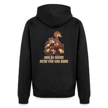 Nein Es Reicht Nicht Für Uns Beide Grauhörnchen - Unisex Premium Bio Zip Hoodie - Schwarz - Hinten - Nico (187cm)
