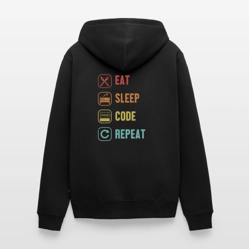Eat Sleep Code Repeat Full Stack Coder Software Unisex Premium Organic Zip Hoodie