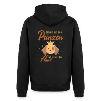Ich nehm den Hund Teckel Dachshund Hund - Unisex Premium Bio Zip Hoodie - Schwarz - Hinten - Nico (187cm)