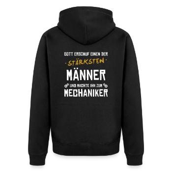 Mechaniker Stärkster Mann Mechatroniker Kfz - Unisex Premium Bio Zip Hoodie - Schwarz - Hinten - Nico (187cm)