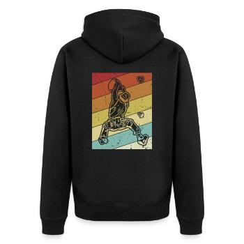 Bouldern Speedklettern Sportklettern Kraxler - Unisex Premium Bio Zip Hoodie - Schwarz - Hinten - Nico (187cm)