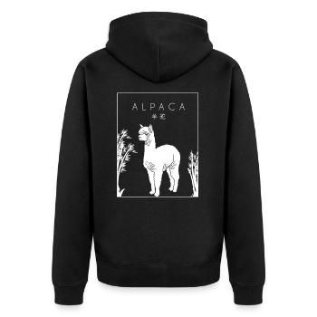 Alpaca Chinese Hanzi Llama Vicuna Guanaco Breeder - Unisex Premium Organic Zip Hoodie - black - Back - Nico (187cm)
