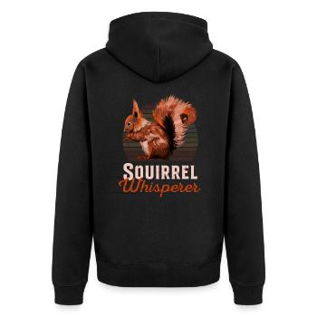Squirrel Whisperer Grauhörnchen Squirrel - Unisex Premium Bio Zip Hoodie - Schwarz - Hinten - Nico (187cm)