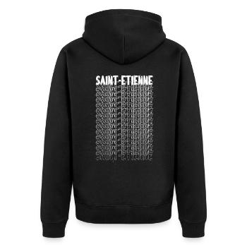 Saint-Etienne France City Font Skyline - Unisex Premium Organic Zip Hoodie - black - Back - Nico (187cm)