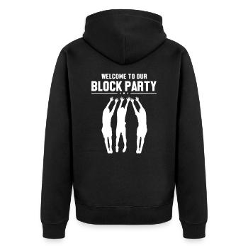 Welcome to Block Party Volleyballfreak Volleyball - Unisex Premium Bio Zip Hoodie - Schwarz - Hinten - Nico (187cm)