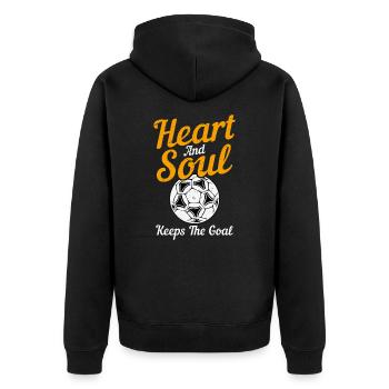 Heart And Soul Keeps The Goal Goal Keeper Futbol - Unisex Premium Organic Zip Hoodie - black - Back - Nico (187cm)
