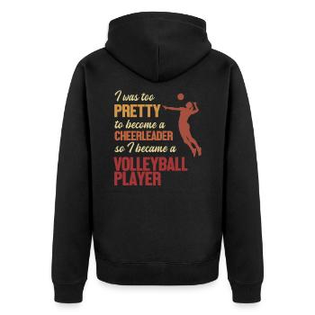 Became a Volleyball Player Volleyballerin - Unisex Premium Bio Zip Hoodie - Schwarz - Hinten - Nico (187cm)