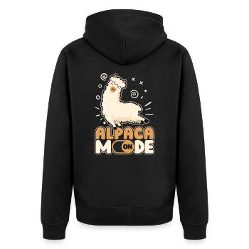 Alpaca Mode On Lama Pako Huacaya Éleveur - Veste à capuche bio Premium Unisexe - noir - Dos - Nico (187cm)