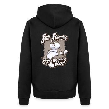 Still Starving bring me more Food Hauskatze - Unisex Premium Bio Zip Hoodie - Schwarz - Hinten - Nico (187cm)