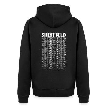 Sheffield England UK City Font Skyline Home - Unisex Premium Organic Zip Hoodie - black - Back - Nico (187cm)