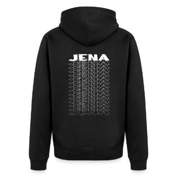 Jena Deutschland Stadt Schrift Skyline Heimat - Unisex Premium Bio Zip Hoodie - Schwarz - Hinten - Nico (187cm)