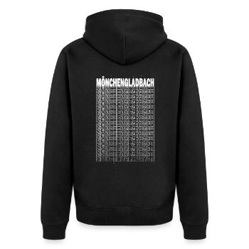 Mönchengladbach Deutschland Stadt Schrift Skyline - Unisex Premium Bio Zip Hoodie - Schwarz - Hinten - Nico (187cm)