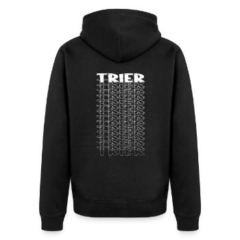 Trier Germany City Font Skyline Home - Unisex Premium Organic Zip Hoodie - black - Back - Nico (187cm)
