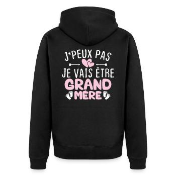 Je peux pas je vais être grand mère - Veste à capuche bio Premium Unisexe - noir - Dos - Nico (187cm)