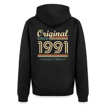 Original 1991 Vintage cadeau d'Anniversaire Rétro - Veste à capuche bio Premium Unisexe - noir - Dos - Nico (187cm)