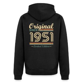 Original 1951 Vintage cadeau d'Anniversaire Rétro - Veste à capuche bio Premium Unisexe - noir - Dos - Nico (187cm)