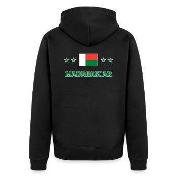 Madagaskar - Unisex Premium Bio Zip Hoodie - Schwarz - Hinten - Nico (187cm)