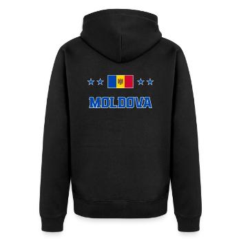 Moldova - Unisex Premium Organic Zip Hoodie - black - Back - Nico (187cm)