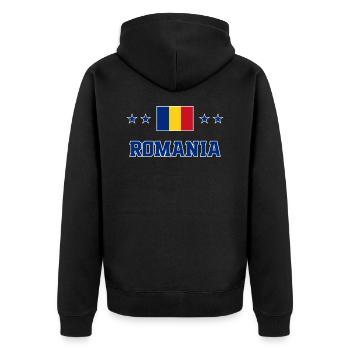 Rumänien - Unisex Premium Bio Zip Hoodie - Schwarz - Hinten - Nico (187cm)