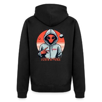 ALIEN EST VENU EN PAIX - Veste à capuche bio Premium Unisexe - noir - Dos - Nico (187cm)