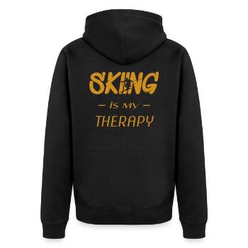 Skifahren, Skiing, Ski - Unisex Premium Bio Zip Hoodie - Schwarz - Hinten - Nico (187cm)
