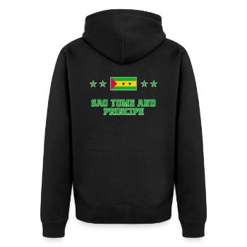 São Tomé und Príncipe - Unisex Premium Bio Zip Hoodie - Schwarz - Hinten - Nico (187cm)