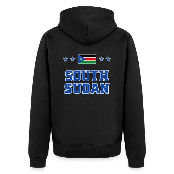 Südsudan - Unisex Premium Bio Zip Hoodie - Schwarz - Hinten - Nico (187cm)
