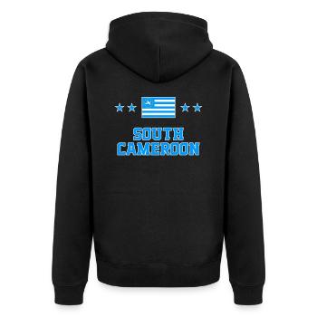 South Cameroon - Unisex Premium Organic Zip Hoodie - black - Back - Nico (187cm)