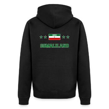 Somaliland - Unisex Premium Organic Zip Hoodie - black - Back - Nico (187cm)