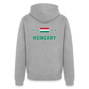 Ungarn - Unisex Premium Bio Zip Hoodie - Grau meliert - Hinten - Nico (187cm)