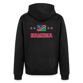 Namibia - Unisex Premium Organic Zip Hoodie - black - Back - Nico (187cm)