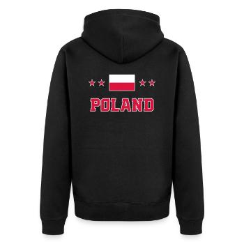 Polen - Unisex Premium Bio Zip Hoodie - Schwarz - Hinten - Nico (187cm)
