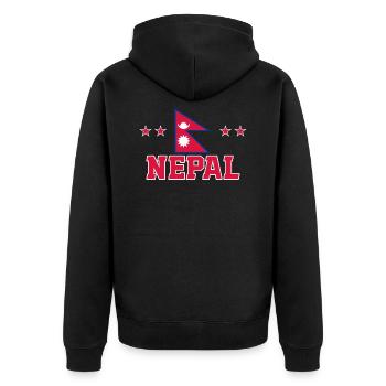 Nepal - Unisex Premium Organic Zip Hoodie - black - Back - Nico (187cm)