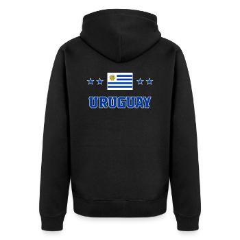 Uruguay - Unisex Premium Organic Zip Hoodie - black - Back - Nico (187cm)