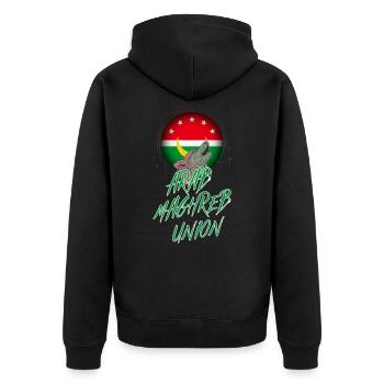 Union des Arabischen Maghreb - Unisex Premium Bio Zip Hoodie - Schwarz - Hinten - Nico (187cm)