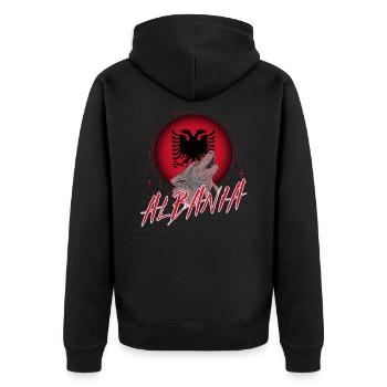 Albanien - Unisex Premium Bio Zip Hoodie - Schwarz - Hinten - Nico (187cm)