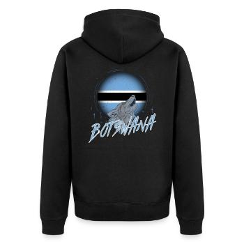Botswana - Unisex Premium Bio Zip Hoodie - Schwarz - Hinten - Nico (187cm)