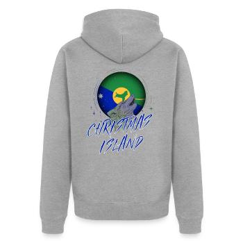 Christmas Island - Unisex Premium Organic Zip Hoodie - heather grey - Back - Nico (187cm)