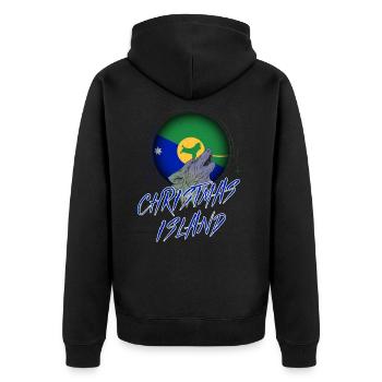 Weihnachtsinsel - Unisex Premium Bio Zip Hoodie - Schwarz - Hinten - Nico (187cm)