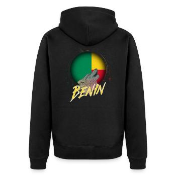 Benin - Unisex Premium Bio Zip Hoodie - Schwarz - Hinten - Nico (187cm)