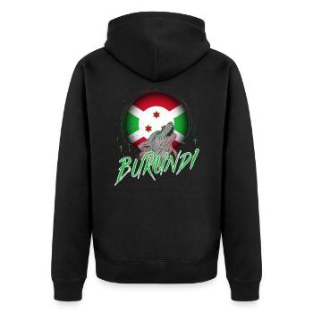 Burundi - Unisex Premium Bio Zip Hoodie - Schwarz - Hinten - Nico (187cm)